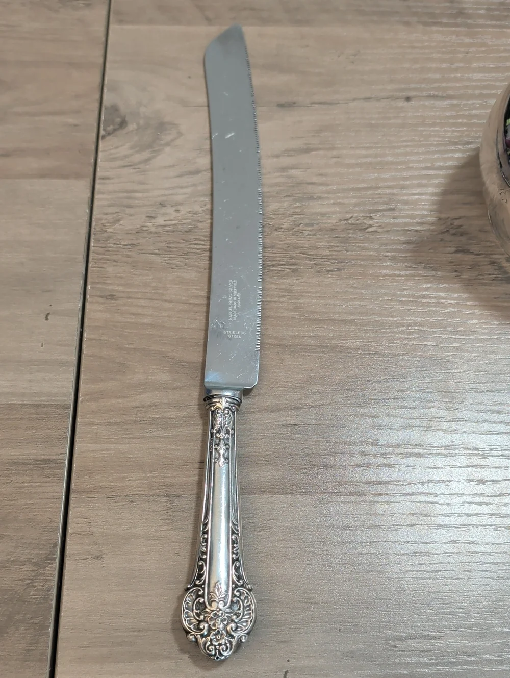 Antique Hasselbring Silver Co Serving Knife With Rococo Pattern Sterling Silver